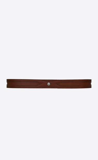 Folk double-loop belt in dark brown leather